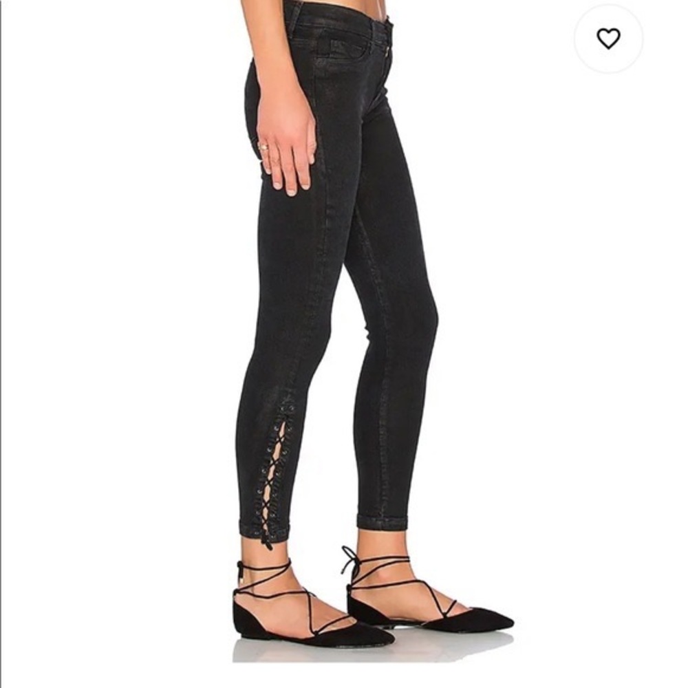 Hudson Jeans Nix High Rise Lace Up Hem Crop Pants in Mercury Hail | Size 25